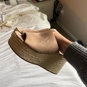 Tan Platform Wedge Sandals